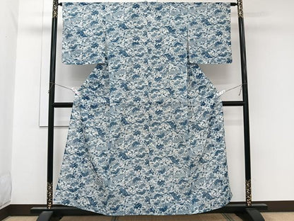 平和屋着物＊夏物　小紋　絽　風景文　洗える着物　CABL7175xi