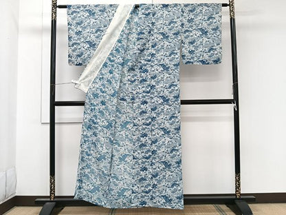 平和屋着物＊夏物　小紋　絽　風景文　洗える着物　CABL7175xi