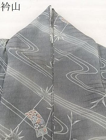 平和屋着物＊夏物　小紋　絽縮緬　流水色紙花文　洗える着物　CABL7176xi