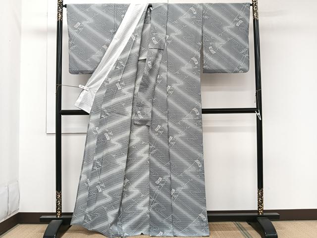 平和屋着物＊夏物　小紋　絽縮緬　流水色紙花文　洗える着物　CABL7176xi