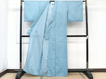 平和屋着物＊夏物　小紋　絽　花丸文　洗える着物　CABL7183xi