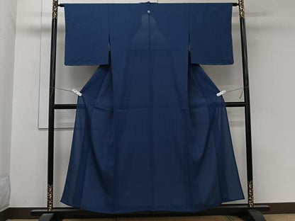 平和屋着物＊夏物　色無地　絽　濃藍色　正絹　逸品　未使用　CABL7188xi