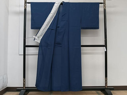 平和屋着物＊夏物　色無地　絽　濃藍色　正絹　逸品　未使用　CABL7188xi
