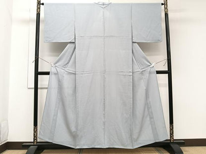 平和屋着物＊夏物　色無地　絽　灰青色　正絹　逸品　CABL7198xi
