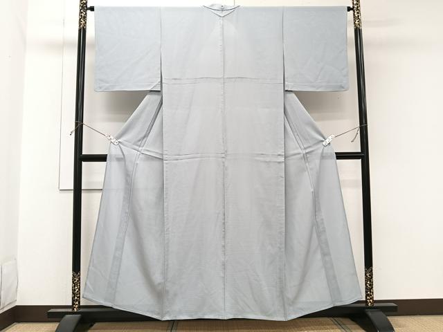 平和屋着物＊夏物　色無地　絽　灰青色　正絹　逸品　CABL7198xi