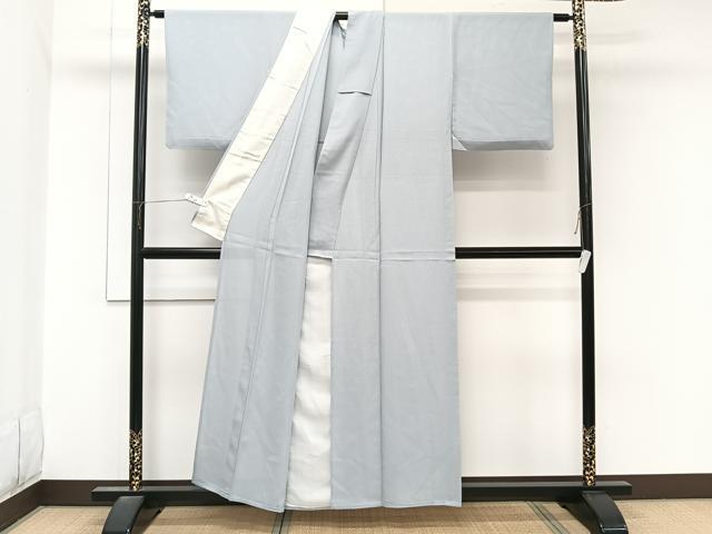 平和屋着物＊夏物　色無地　絽　灰青色　正絹　逸品　CABL7198xi