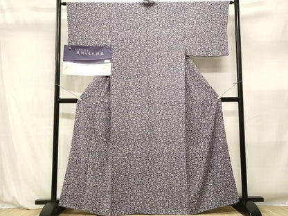 平和屋着物■上質な小紋　ろうけつ引染　蝋割れ古代文様　反端付き　正絹　逸品　CABL7201fb