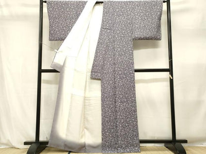平和屋着物■上質な小紋　ろうけつ引染　蝋割れ古代文様　反端付き　正絹　逸品　CABL7201fb