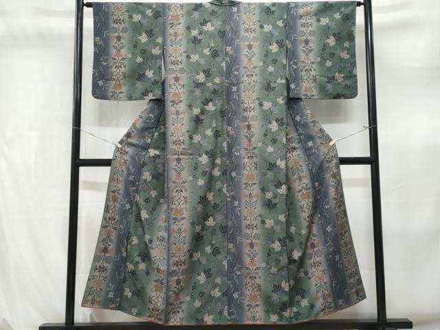 平和屋着物■小紋　背抜き仕立て　草花間道　洗える着物　CABL7203fb