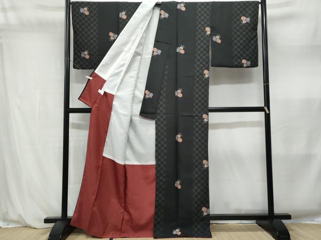 平和屋着物■小紋　草花文　洗える着物　CABL7205fb