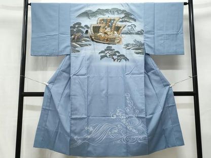 平和屋着物■男性　長襦袢　無双仕立て　宝舟　金彩　正絹　逸品　CABL7210fb