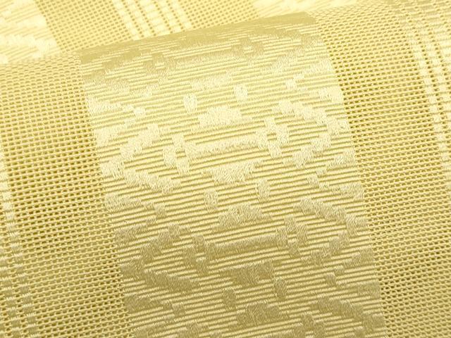 平和屋着物＊夏物　本場筑前博多織　八寸名古屋帯　紗献上　淡黄色　正絹　逸品　CABL7227fb