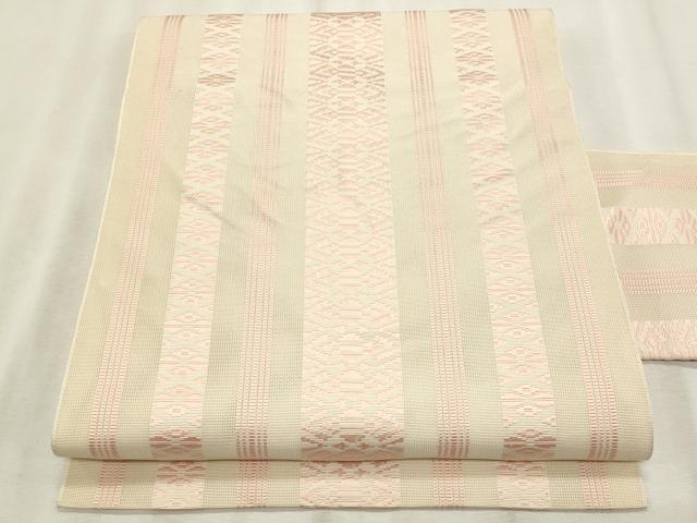平和屋着物＊夏物　本場筑前博多織　八寸名古屋帯　紗献上　肌色　正絹　逸品　CABL7233fb