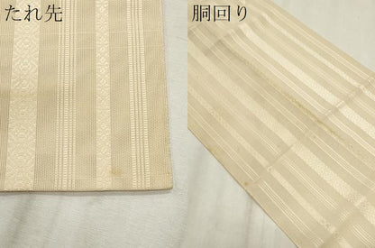 平和屋着物＊夏物　本場筑前博多織　八寸名古屋帯　紗献上　薄卵色　正絹　逸品　CABL7235fb