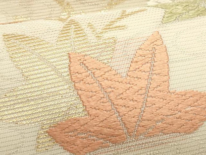 平和屋着物＊夏物　九寸名古屋帯　唐織　流水楓文　金銀糸　正絹　逸品　CABL7251fb