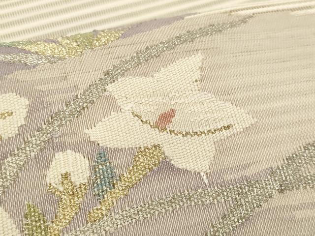平和屋着物＊夏物　八寸名古屋帯　絽綴れ　草花文　金糸　正絹　逸品　CABL7436fb