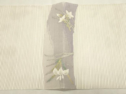 平和屋着物＊夏物　八寸名古屋帯　絽綴れ　草花文　金糸　正絹　逸品　CABL7436fb
