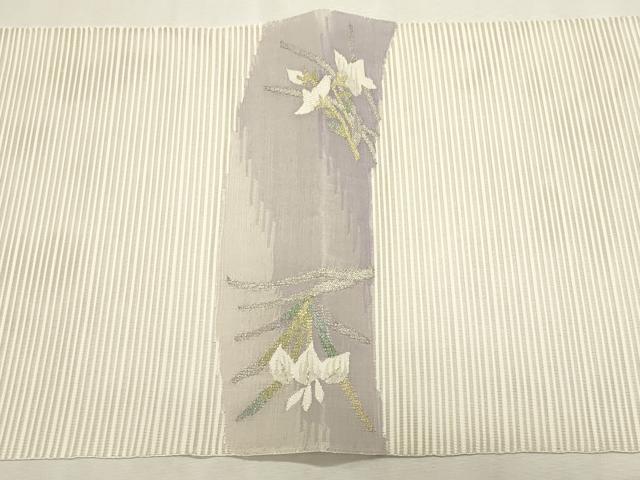 平和屋着物＊夏物　八寸名古屋帯　絽綴れ　草花文　金糸　正絹　逸品　CABL7436fb