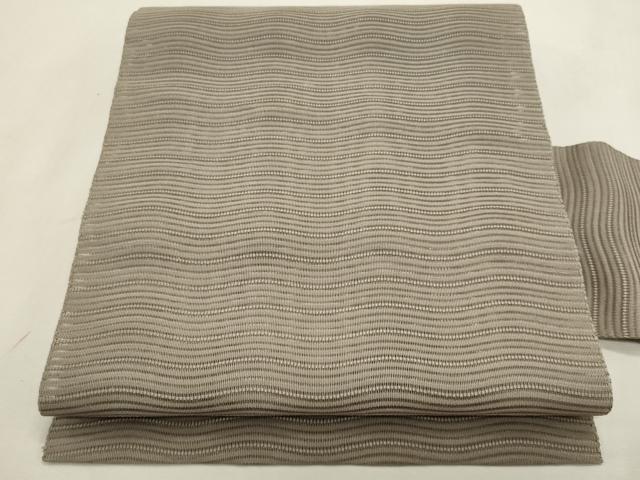 平和屋着物＊夏物　八寸名古屋帯　絽綴れ　よろけ縞　樺茶色　正絹　逸品　CABL7443fb