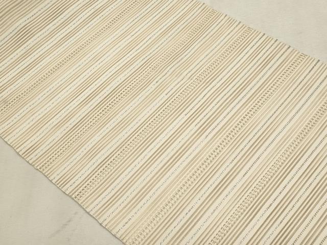 平和屋着物＊夏物　八寸名古屋帯　絽綴れ　横段文　銀糸　正絹　逸品　CABL7446fb