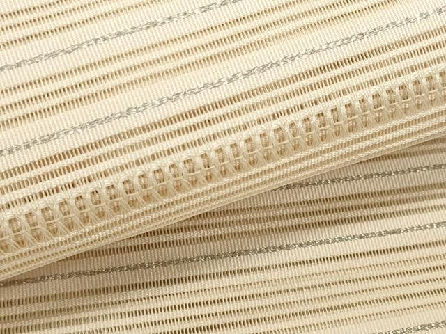 平和屋着物＊夏物　八寸名古屋帯　絽綴れ　横段文　銀糸　正絹　逸品　CABL7446fb