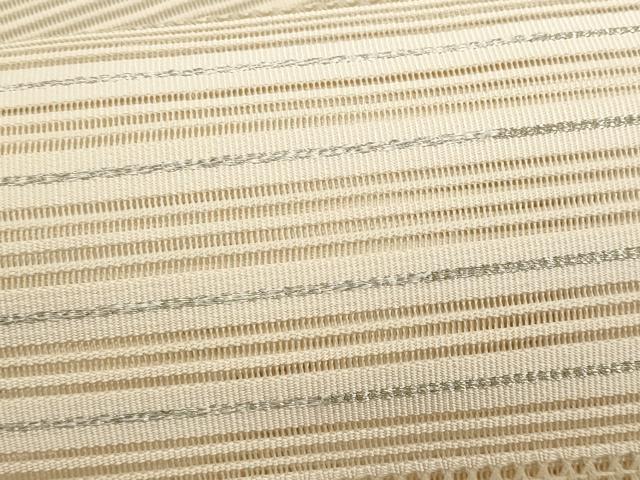 平和屋着物＊夏物　八寸名古屋帯　絽綴れ　横段文　銀糸　正絹　逸品　CABL7446fb