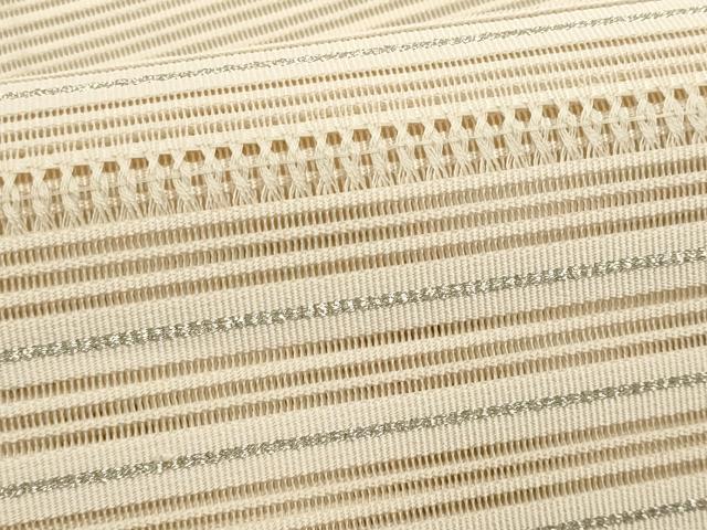平和屋着物＊夏物　八寸名古屋帯　絽綴れ　横段文　銀糸　正絹　逸品　CABL7446fb