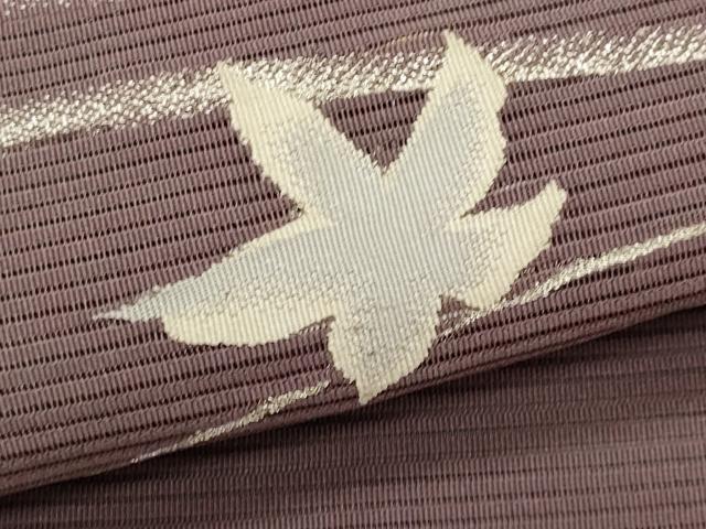 平和屋着物＊夏物　八寸名古屋帯　絽綴れ　楓　銀糸　正絹　逸品　CABL7574fb