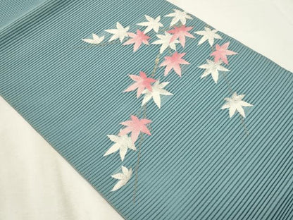 平和屋着物＊夏物　八寸名古屋帯　絽綴れ　枝楓文　金銀糸　正絹　逸品　CABL7581fb