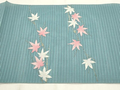 平和屋着物＊夏物　八寸名古屋帯　絽綴れ　枝楓文　金銀糸　正絹　逸品　CABL7581fb