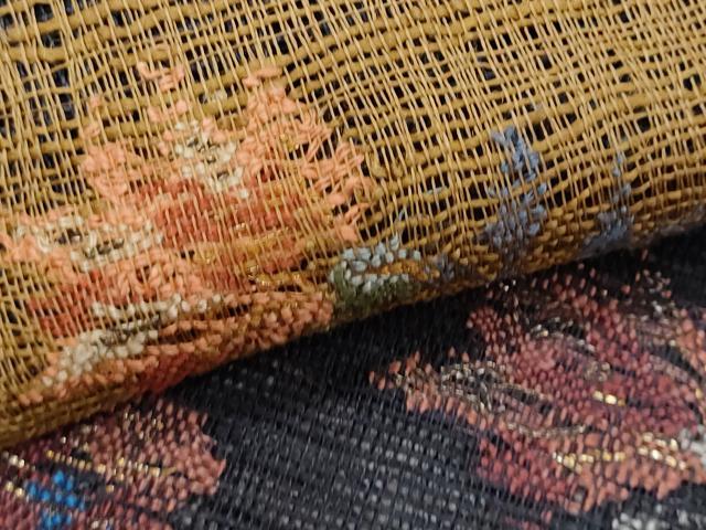 平和屋着物＊夏物　八寸名古屋帯　横段更紗花文　金糸　正絹　逸品　CABL7588fb