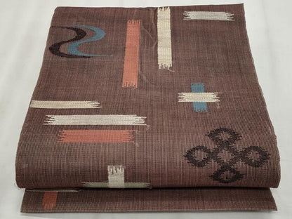 平和屋着物＊夏物　八寸名古屋帯　琉球絣文様　正絹　逸品　CABL7589fb