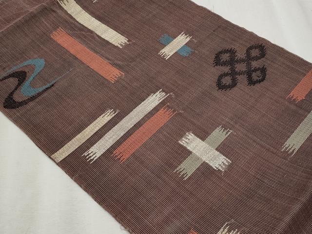 平和屋着物＊夏物　八寸名古屋帯　琉球絣文様　正絹　逸品　CABL7589fb