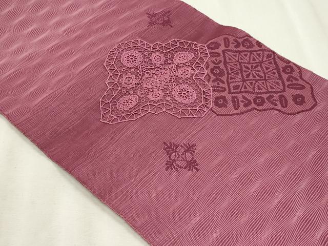 平和屋着物＊夏物　八寸名古屋帯　ドロンワーク　菱花文　CABL7596fb