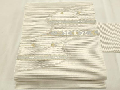 平和屋着物＊夏物　八寸名古屋帯　絽綴れ　横段文　金銀糸　正絹　逸品　CABL7600fb