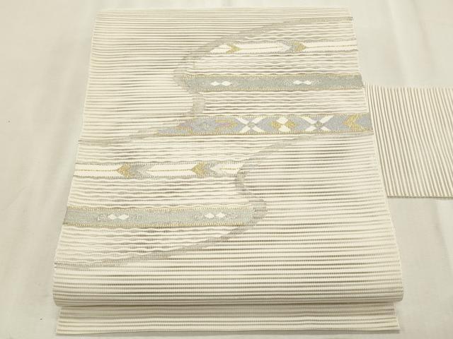 平和屋着物＊夏物　八寸名古屋帯　絽綴れ　横段文　金銀糸　正絹　逸品　CABL7600fb
