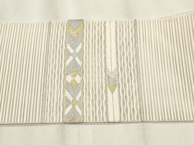 平和屋着物＊夏物　八寸名古屋帯　絽綴れ　横段文　金銀糸　正絹　逸品　CABL7600fb