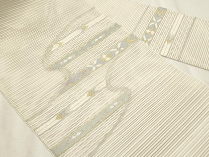 平和屋着物＊夏物　八寸名古屋帯　絽綴れ　横段文　金銀糸　正絹　逸品　CABL7600fb