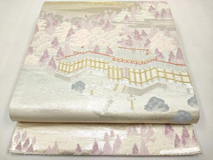 平和屋本店▼六通柄袋帯　風景文　本金二重箔　正絹　逸品　CABL7601tx