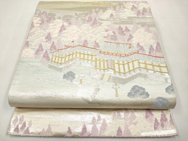 平和屋本店▼六通柄袋帯　風景文　本金二重箔　正絹　逸品　CABL7601tx