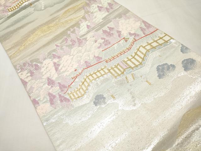 平和屋本店▼六通柄袋帯　風景文　本金二重箔　正絹　逸品　CABL7601tx