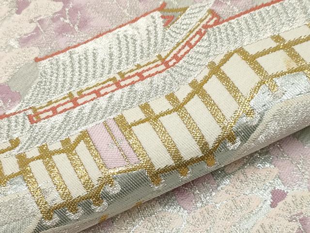 平和屋本店▼六通柄袋帯　風景文　本金二重箔　正絹　逸品　CABL7601tx