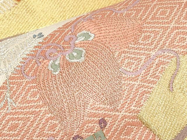 平和屋本店▼六通柄袋帯　唐織　宝尽くし　九百錦純金箔24K　正絹　逸品　CABL7603tx