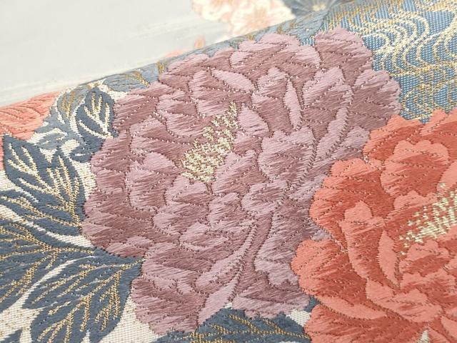 平和屋本店▼六通柄袋帯　唐織　寿花松鶴　本金箔　正絹　逸品　CABL7605tx