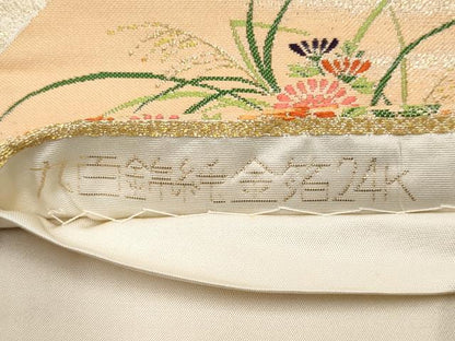 平和屋本店▼六通柄袋帯　唐織　霞遠山草花文　九百錦純金箔24K　正絹　逸品　CABL7606tx