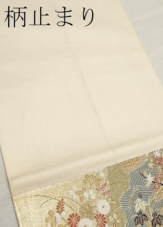 平和屋本店▼六通柄袋帯　唐織　絵巻道長文　純金二重箔　正絹　逸品　CABL7609tx