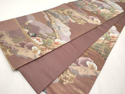 平和屋本店▼六通柄袋帯　勢田夕照　本金箔　正絹　逸品　CABL7610tx