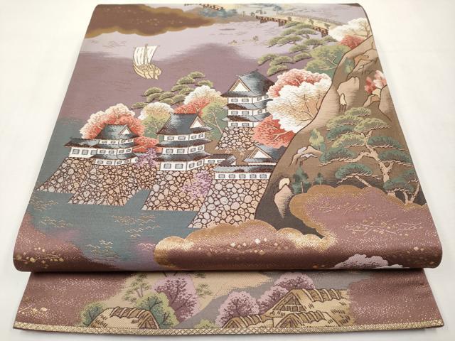 平和屋本店▼六通柄袋帯　勢田夕照　本金箔　正絹　逸品　CABL7610tx