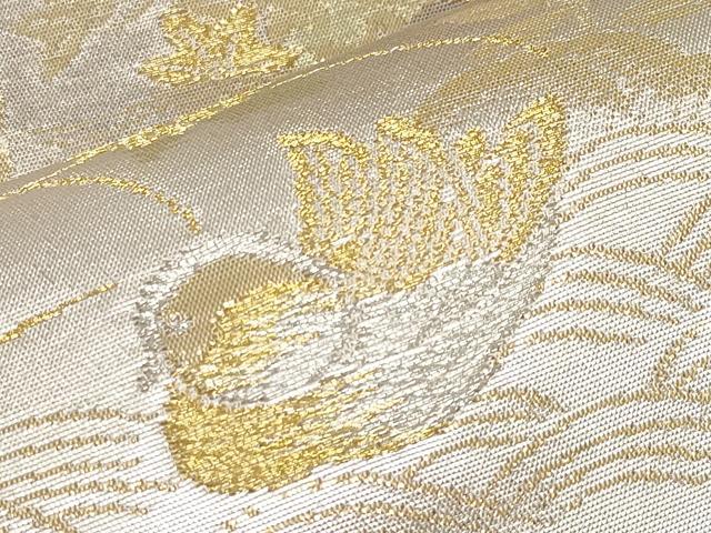 平和屋本店▼六通柄袋帯　花鳥瑞扇　純金箔二重引24金　正絹　逸品　CABL7612tx