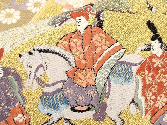 平和屋本店▼六通柄袋帯　唐織　源氏扇面　本金箔　正絹　逸品　未使用　CABL7614tx